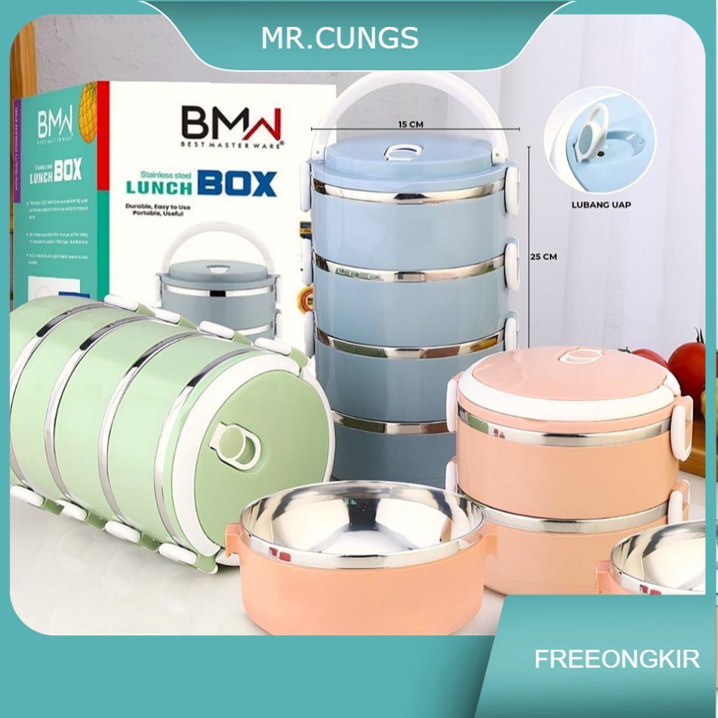 Lunch Box 4 Susun/ Tempat Bekal 4,3,2 Susun Stainless Tahan Panas