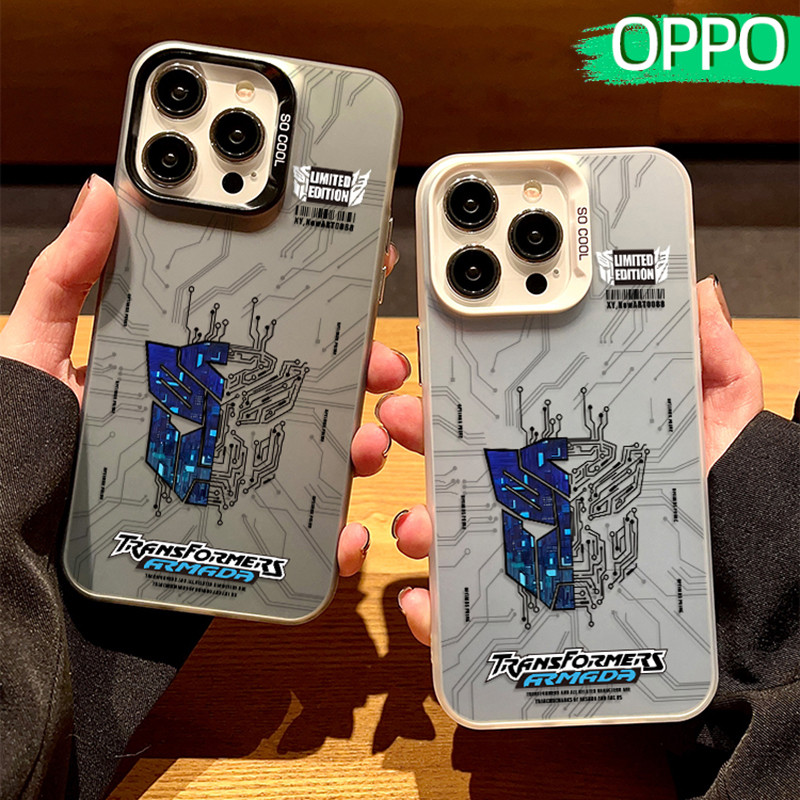 Kece Transformers Glossy Hologram PC Case OPPO A18 A57 A16 A15 A17 A60 A3x A3s A5s A54 A53 A12 A31 A