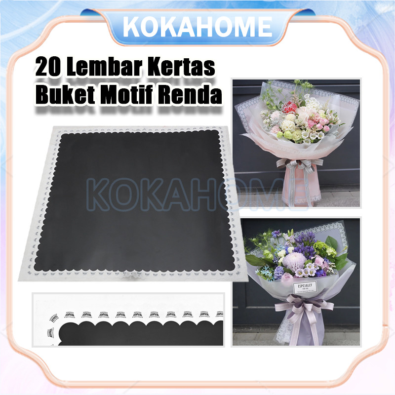 

20 Lembar Flower Wrapping Lace Frame Kertas/Wrapping Paper Model Renda Lace Border/Flower Wrapping Paper
