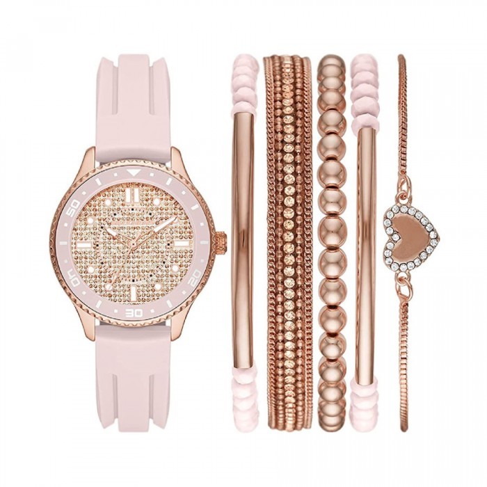 Skechers Analog Sets Rose Gold Pink Silicone Jam Tangan Wanita 35MM SR9061