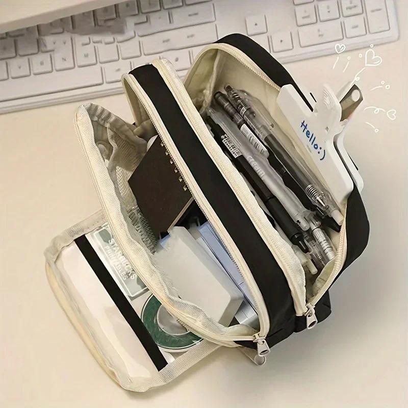 

1pc-Large capacity multifunctional Japanese style high-value pencil case and boxed pens, storage supplies and writing