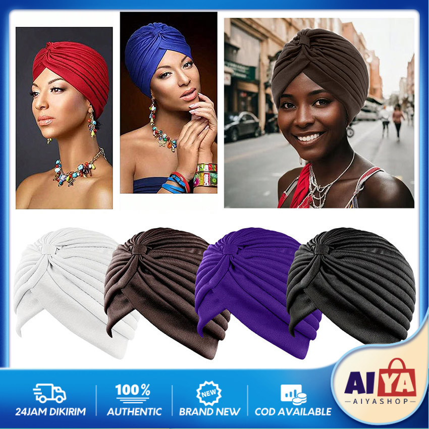 Instant Turban Wanita Model Silang Simpul Muslim Kekinian Hijab Turban Jersey Premium