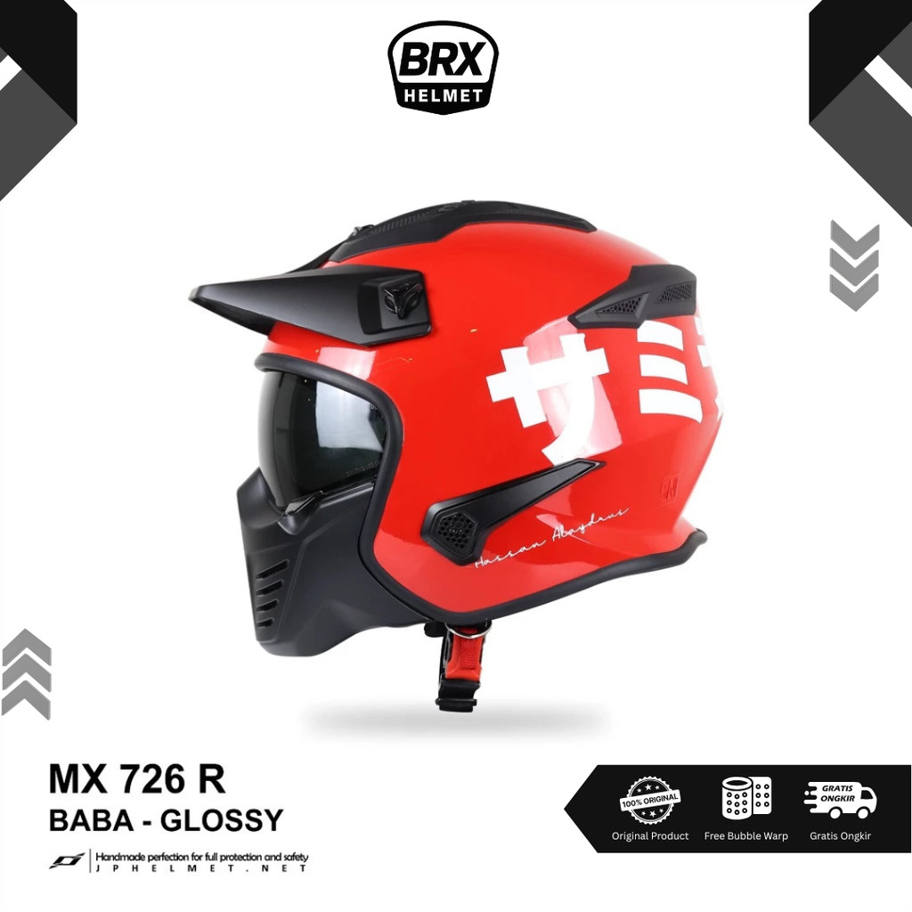 Helm JPX Full Face MX-726 Baba Japanese Editon Original SNI ECE Modular Full Face Pria BRX Helmet