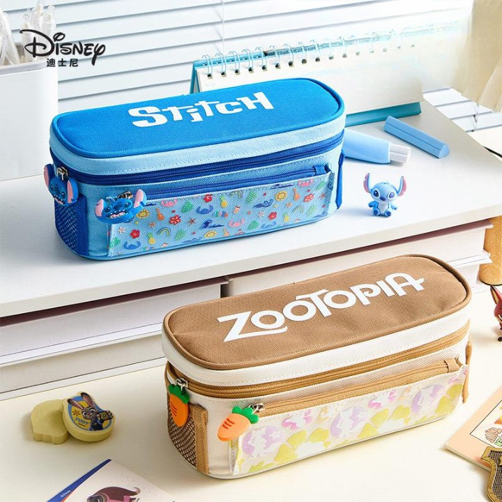 

( OTH1327 ) (KIDS) Kotak tempat pensil pencil case organizer anak - stitch bunny zootopia - blue biru coklat brown
