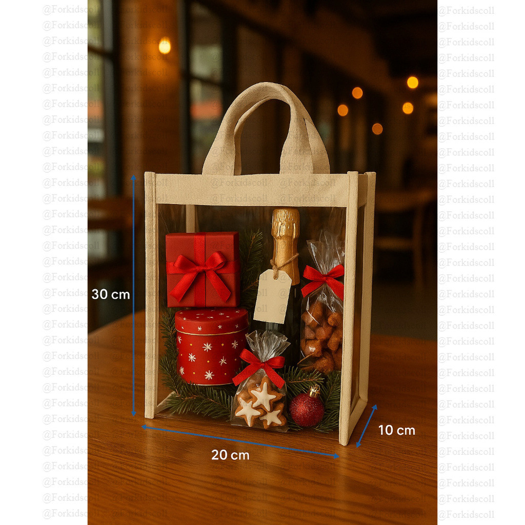 Tas Mika PVC Transparan Tebal – Souvenir, Hampers Natal, Goodie Bag & Tas Promosi