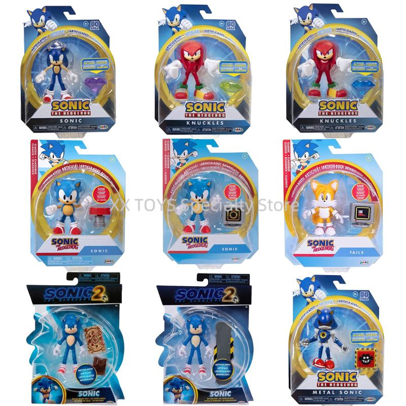 Sonic The Hedgehog 2 Movie Modern Metal Sonic 4 Inch Action Figure Classic Sonic Articulated Model  