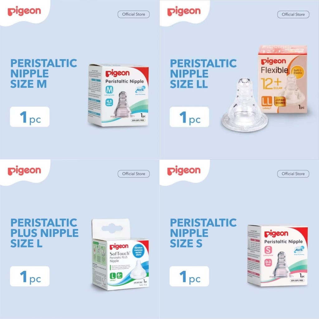 PIGEON Peristaltic Nipple For Slim Neck Bottle 1pcs Box | Karet Pentil Dot Niple Newborn