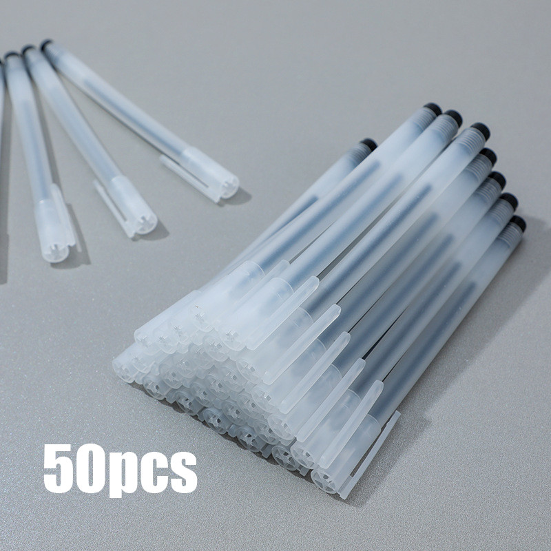 

50pcs Pena 0.5mm Pena Pulpen Cair Tinta Pulpen Murah Pena Standar Gel Pen Pulpen Gel Hitam Paket Pulpen Pelajar