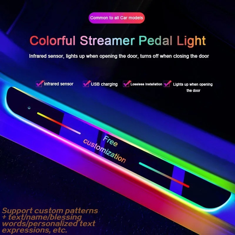 Customized Car Glows Welcome Door Sill Strip Light Threshold Lamp Welcome Scuff Plate Pedal Light Am