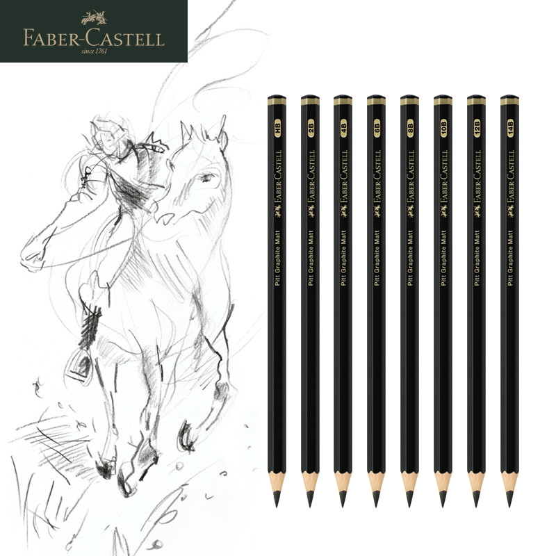 

8 Pcs Faber-Castell Graphite Pitt Matt Pencil Set HB, 2B, 4B, 6B, 8B, 10B, 12B, 14B Sketching Drawing Artists’ Quality