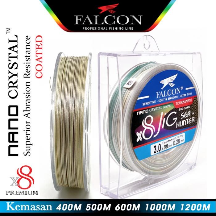 Senar Pe X8 Falcon Sea Hunter JIG Nano Crystal Coated 400M sd 1000M - Pe 0.8, 400M