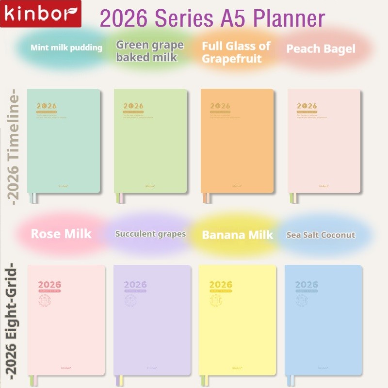 

Kinbor 2026 Daily Agenda Notebook Timeline/8-grid Pagination Time Plan Week Planner Work Notes Account Student Time Record Book