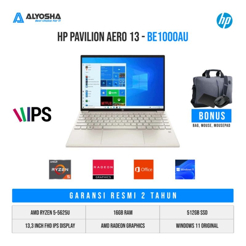 Hp pavilion aero 13 Amd Ryzen 5 5625U 16gb 512gb ssd radeon graphics 13.3” 100% sRGB