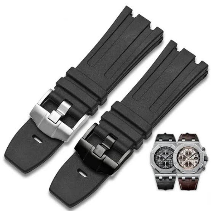 Tali strap jam tangan AP audemars piguet piguet audemar 28mm rubber watch karet buckle black hitam p