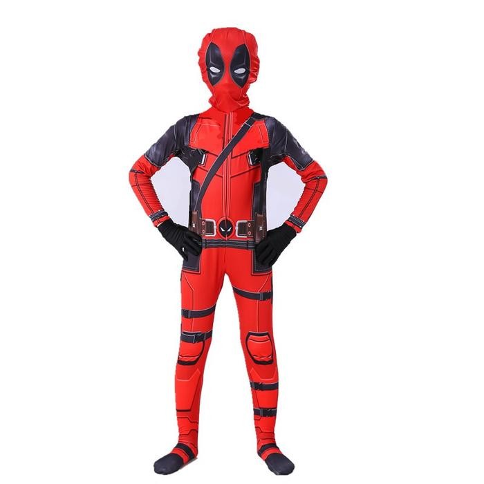 Anak-anak Deadpool Jumpsuit Superhero Jumpsuit Celana Ketat Cosplay Kostum Pesta Halloween Kostum - 