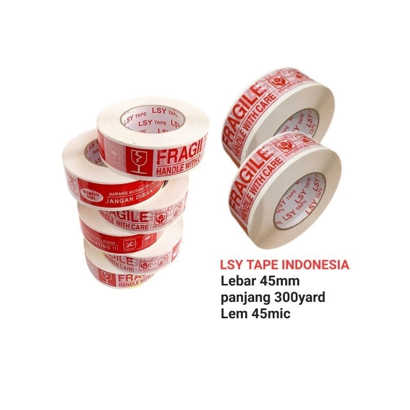 

lakban fragile 3 in 1 ( 45mm x 300yard ) LSY TAPE INDONESIA