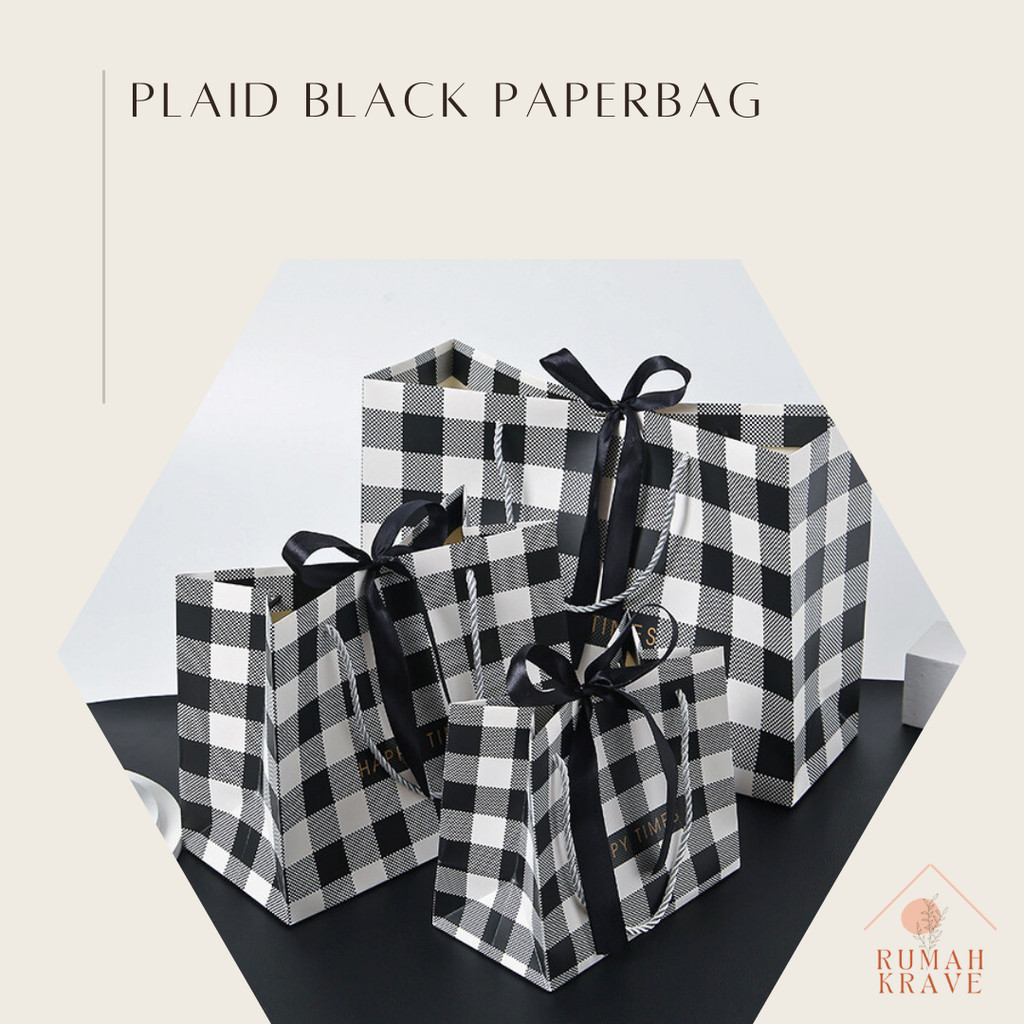 

RUMAH KRAVE - Plaid Black Paperbag Kotak-kotak Hitam