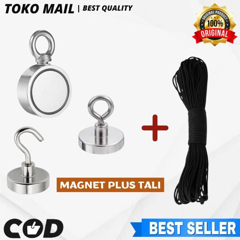 MAGNET Angkat Beban Plus Tali Paracord Magnet Mahnet Neodymium Bulat Magnet Super Kuat Strong Hook M