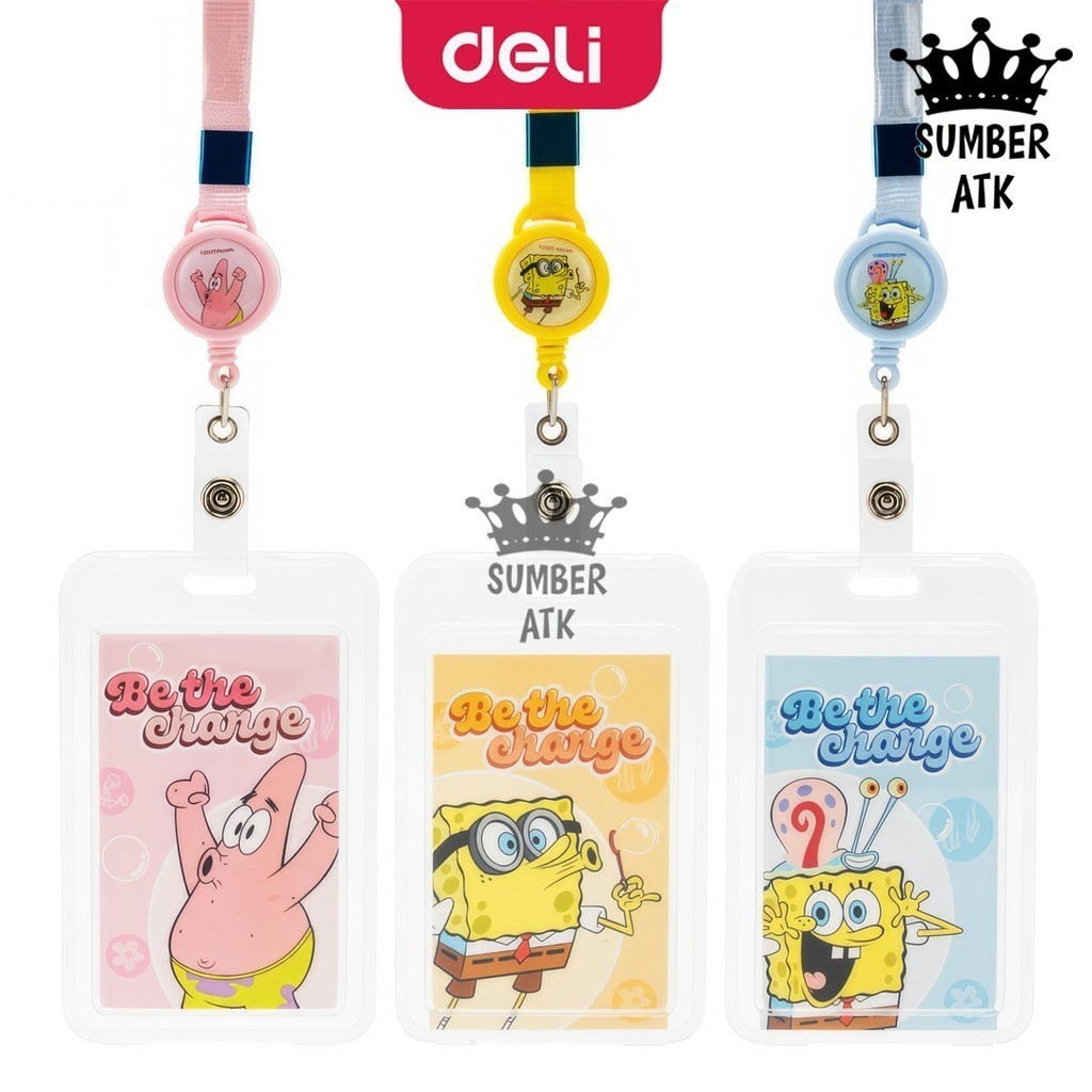 

Deli Name Tag F455 Spongebob Squarepants Name Badge Lanyard / ID Card / Gantungan Tali Pendek Kartu