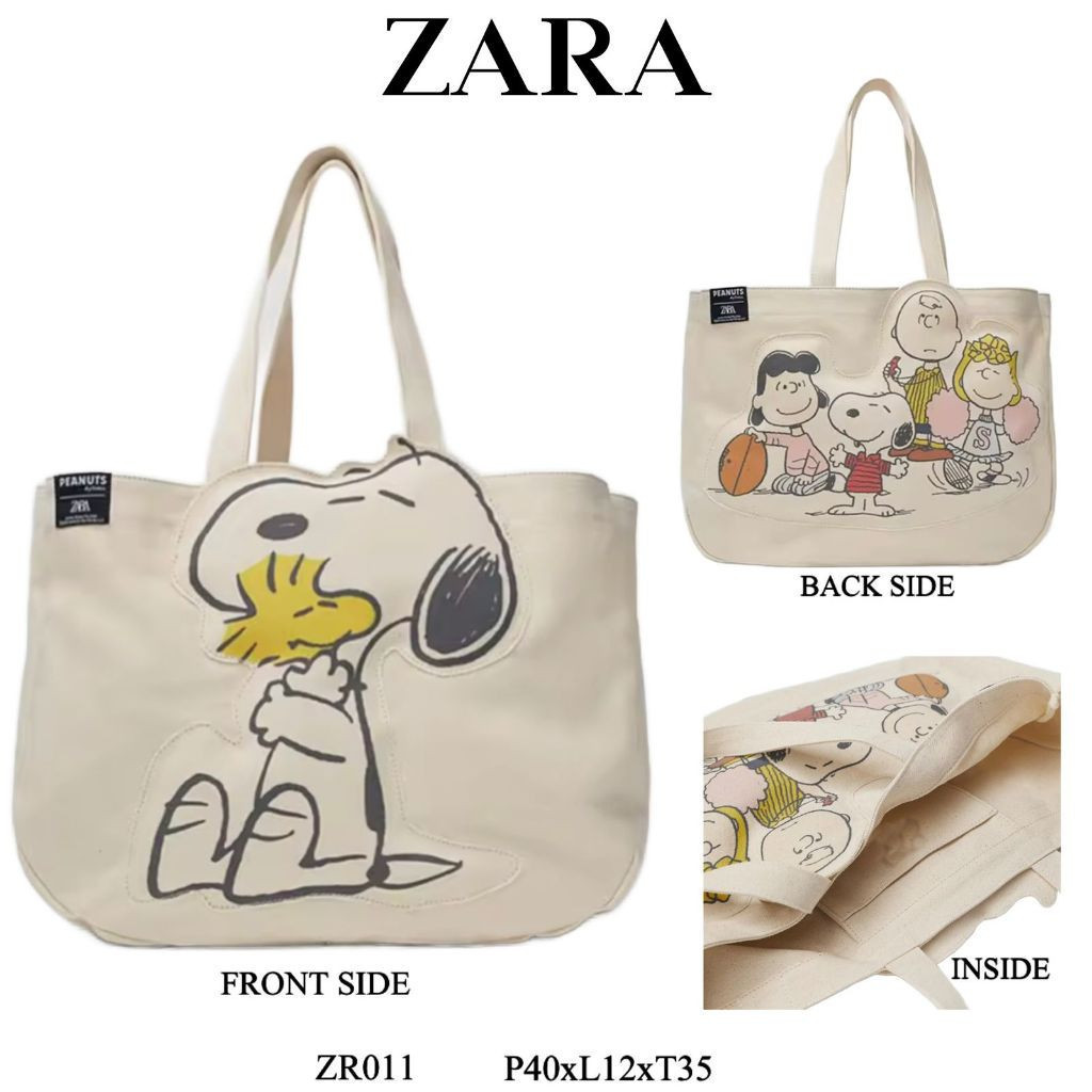 GAS NEW BRAND TERBARU  TOTE BAG ZARA SNOOPY GRADE ORI