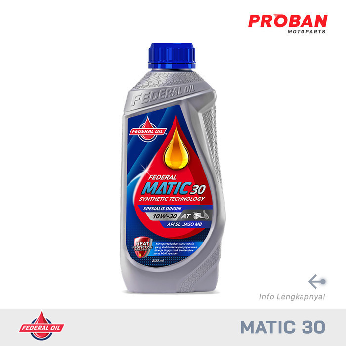 OLI MESIN MOTOR FEDERAL MATIC ECOMAXX 30 JASO 0.8LTR SL MB