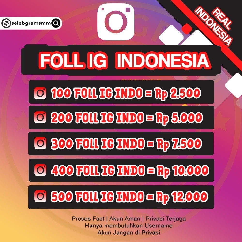 FOLLOWERS INSTAGRAM INDONESIA PERMANEN DAN LIKE INDONESIA MURAH PROSES CEPAT
