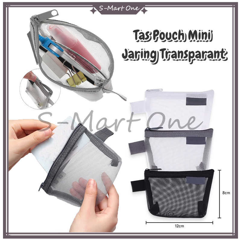 Dompet Koin Jaring Transparant /Organizer Tas Jaring Kosmetik/Dompet kosmetik simple lucu aesthetic