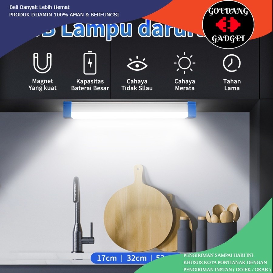 60W LAMPU LED PANJANG 32CM 60 WATT LAMPU NEON TERANG LED PORTABLE EMERGENCY LAMP 32 CM LONG MAGNETIC