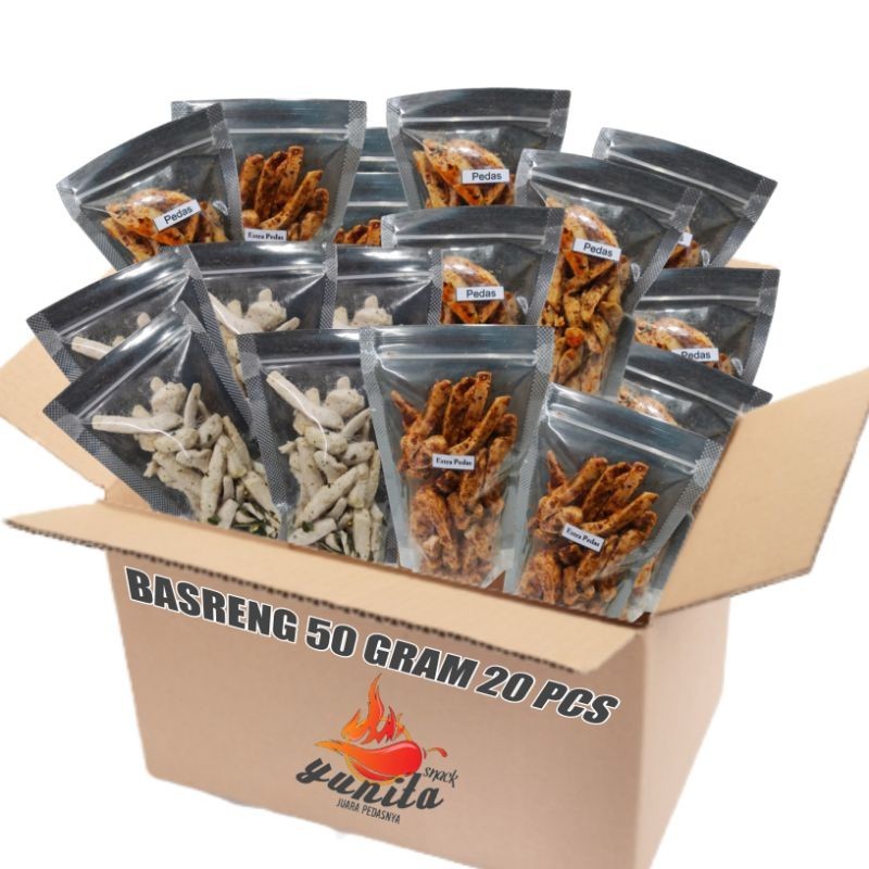 

ACEH.ANG PAKET USAHA BASRENG Basreng Daun Jeruk kemasan 50 gram( 10pcs )