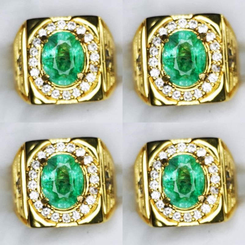Cincin Pria natural emerald beryl / jamrud colombia moderate topnlister crystal