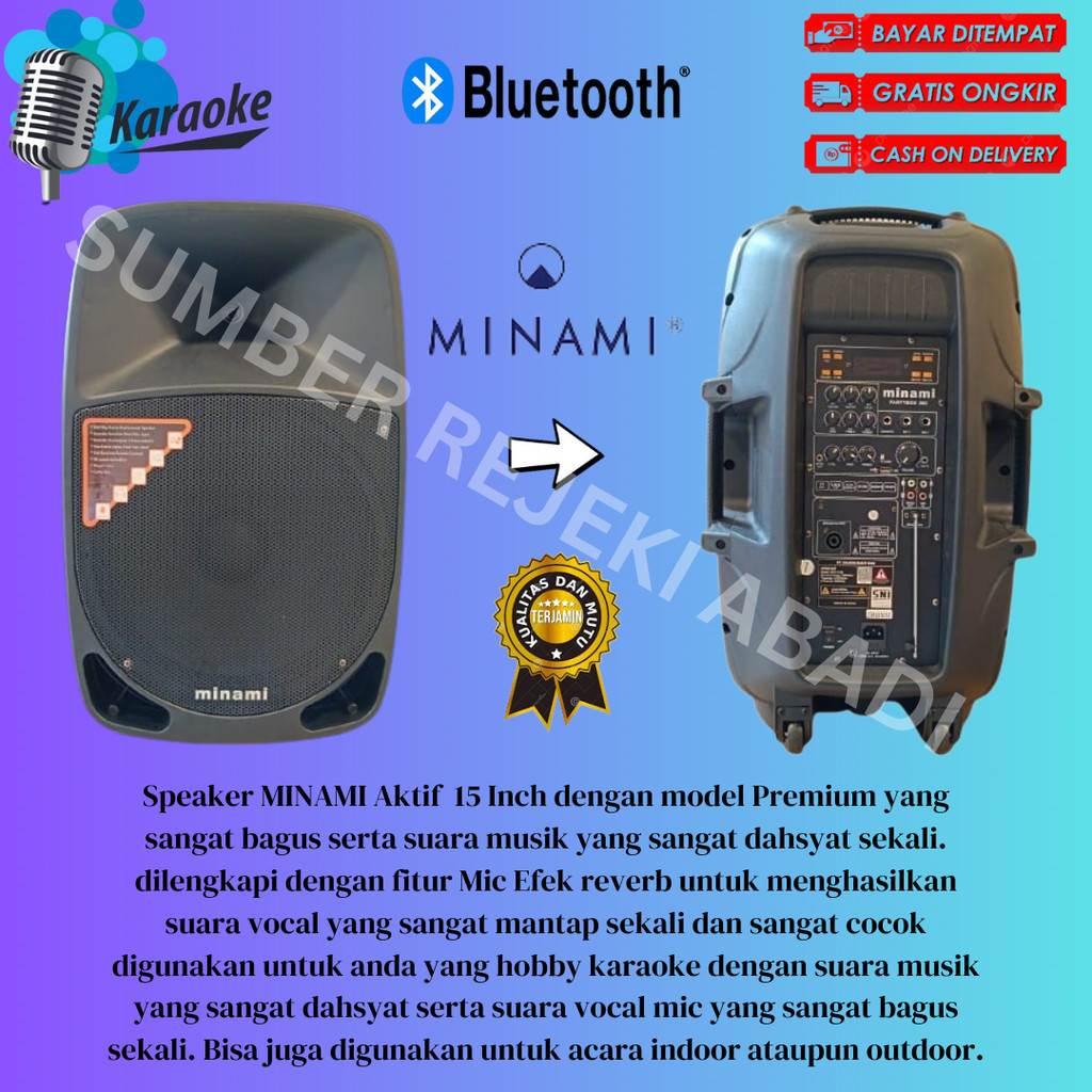 DISTRIBUTOR SPEAKER AKTIF MINAMI PARTY PB50015 INCH 500 WATT HARGA 1 PCS