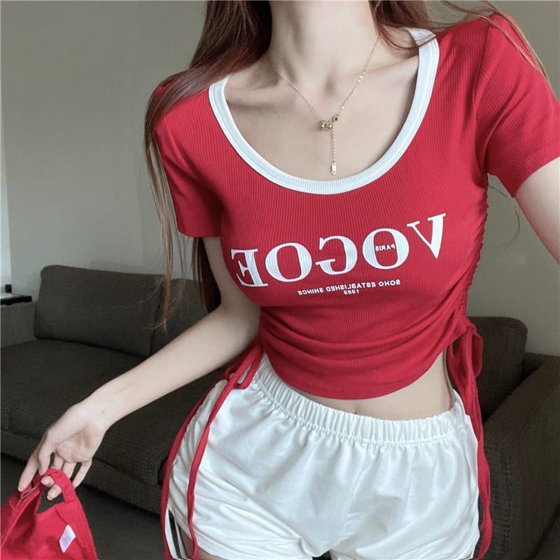 Zeivor - ZJD OOTD KAOS CROP LISA / Crop Top Wanita SERUT VOGOE Knit Rib (LD 88, P 40) / KAOS MOTIF P