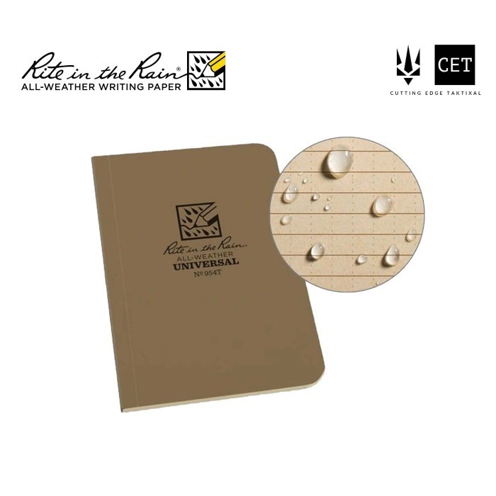 

Rite in the Rain - 954T Field-Flex Bound 3.5x5 inch Memo Book Notebook - Buku Lapangan Tactical Anti Air Water Resist Proof Survey Survei Catatan Tahan 54 Series 3.5 x 5 - Tan Brown