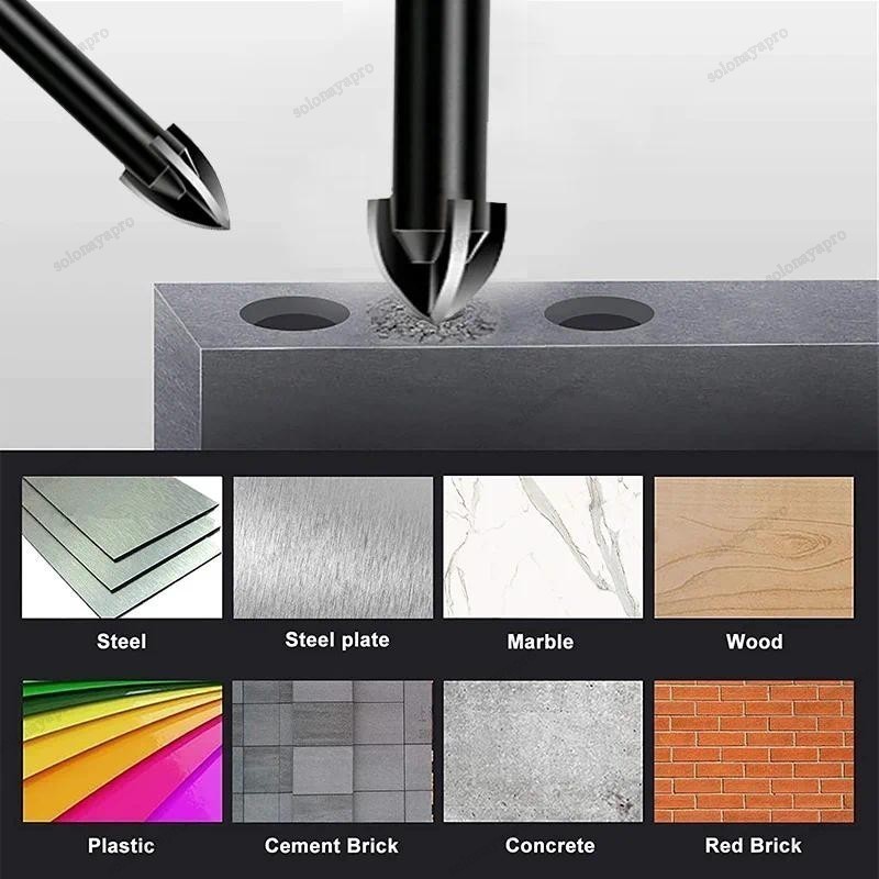 5Pcs Mata Bor Untuk Mata Bor Silang Granit Kaca Mata Bor Bentuk Tombak 3/4/5/6/7Mm Mata Bor Kaca