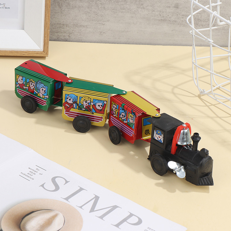 1PC Mini Vintage Tin Metal Toys Train Design Kids Children Childhood Classic Wind Up Clockwork Tin T