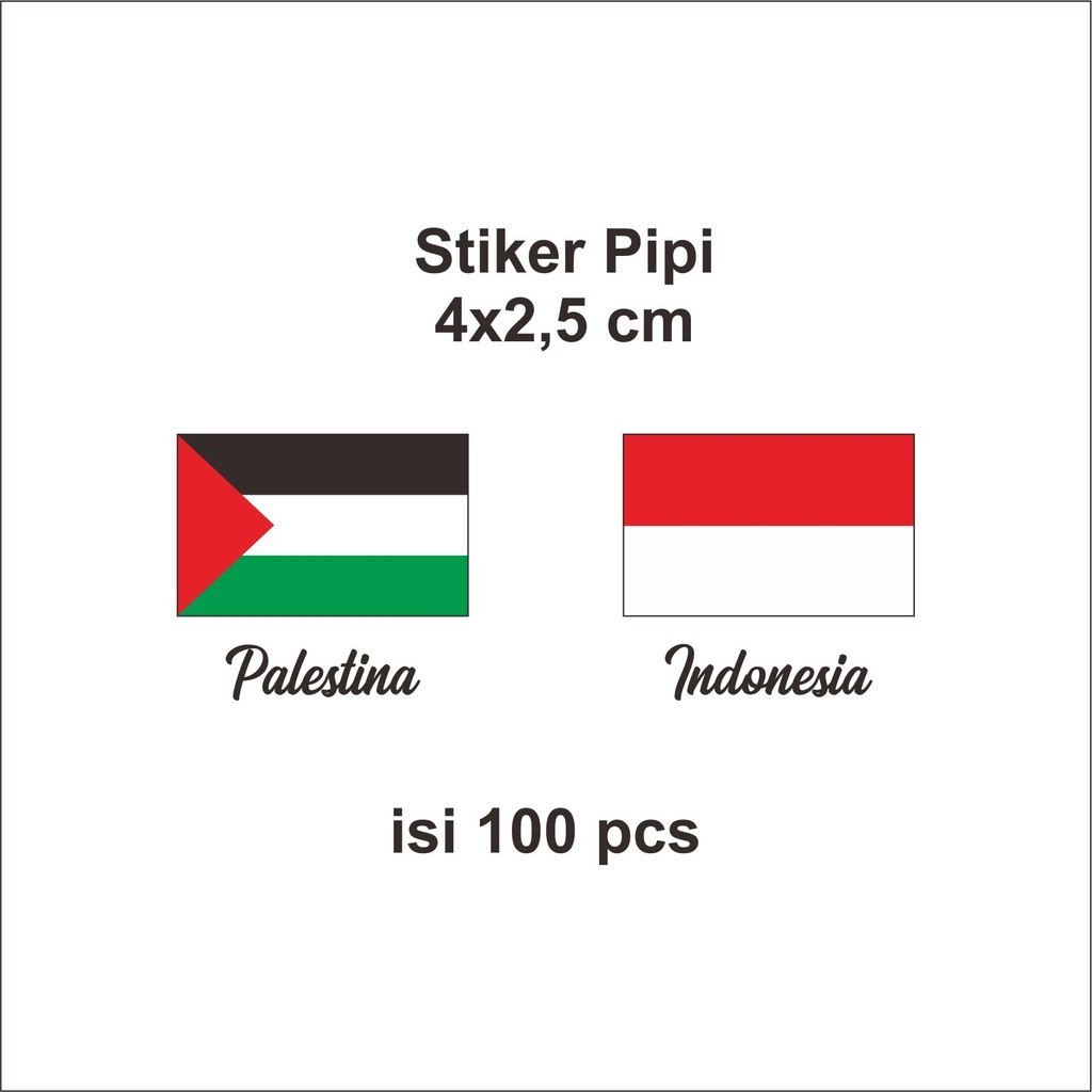 

Stiker Pipi Palestina Dan Indonesia 100 Pcs Stiker Bendera Palestina Bisa Untuk Peci dan Baju