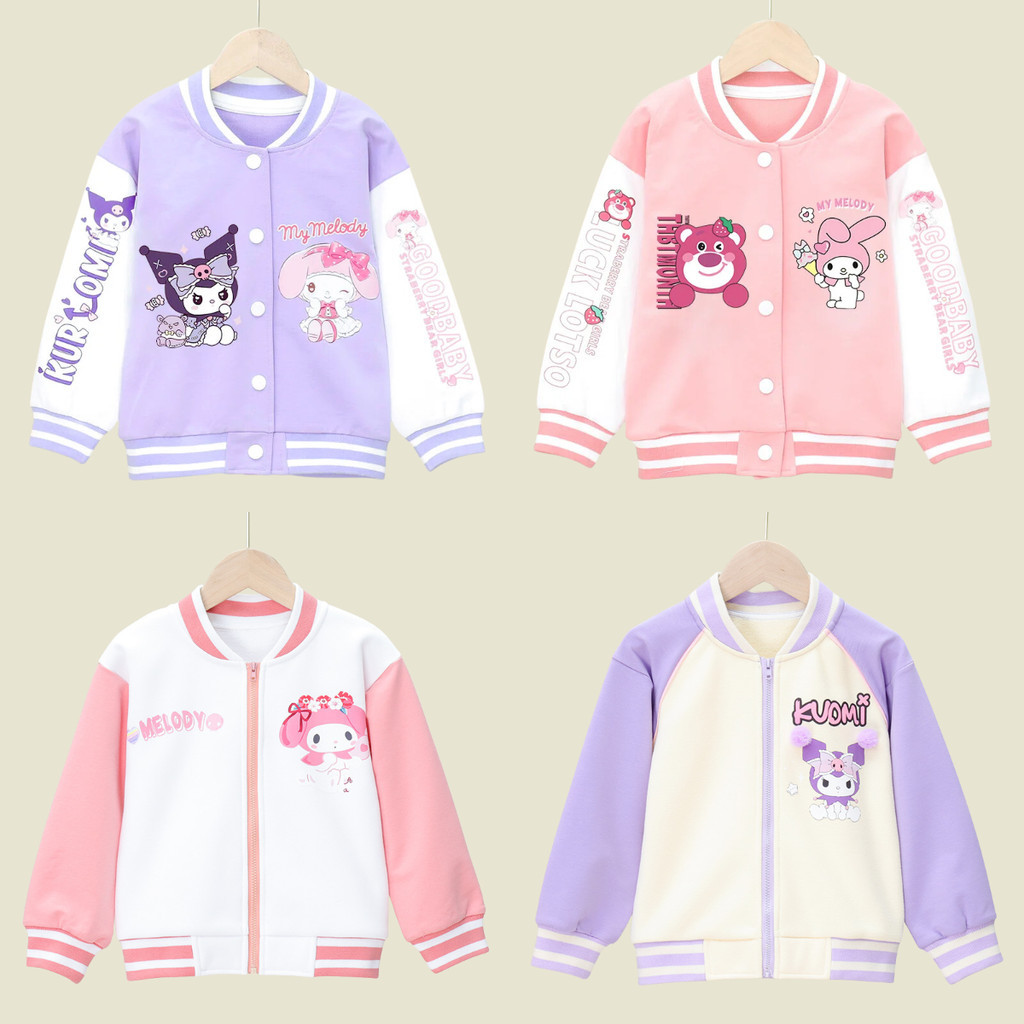 Jaket Resleting Anak Perempuan Laki-laki Usia 1-18 Tahun Jacket Baseball Varsity Kuromi Cinnamoroll