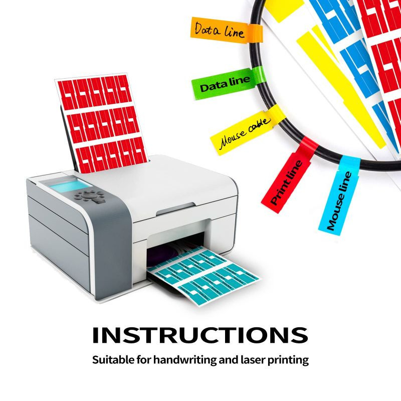 

5/10Sheets Lembar Label Penanda Kabel Jaringan Label Sticker Thermal Kabel Model Anti Air Sticker