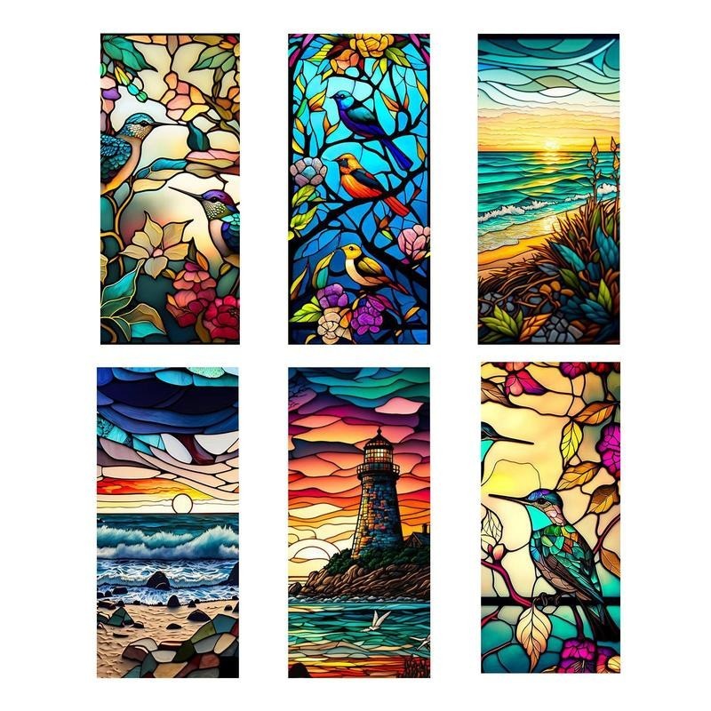 

Static Stickers For Windows Colorful Draw Film Window Privacy Clings Removable Decorative Decals Static Glass Stickers