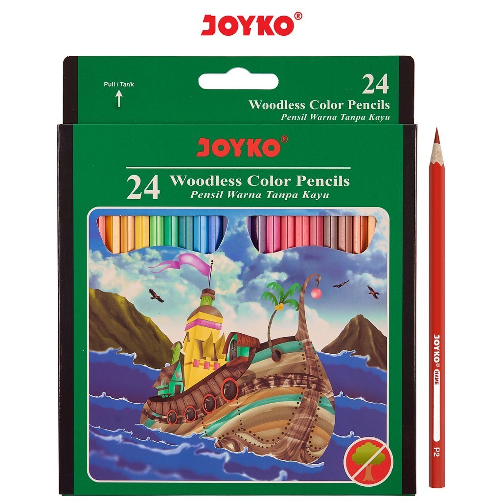 

[RP] Joyko Pensil Warna CP-104 24W Woodless Color Pencils Hexagonal Grip