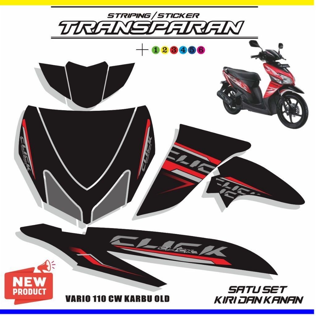 VARIASI striping sticker vario 110 fi/karbu click simpel transparan custame VARIASI