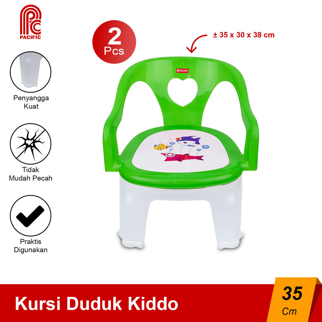 PACIFIC Combo 2 Kiddo Kursi Duduk Anak 35 Cm Plastik Sitting Chair BPA Free Hijau