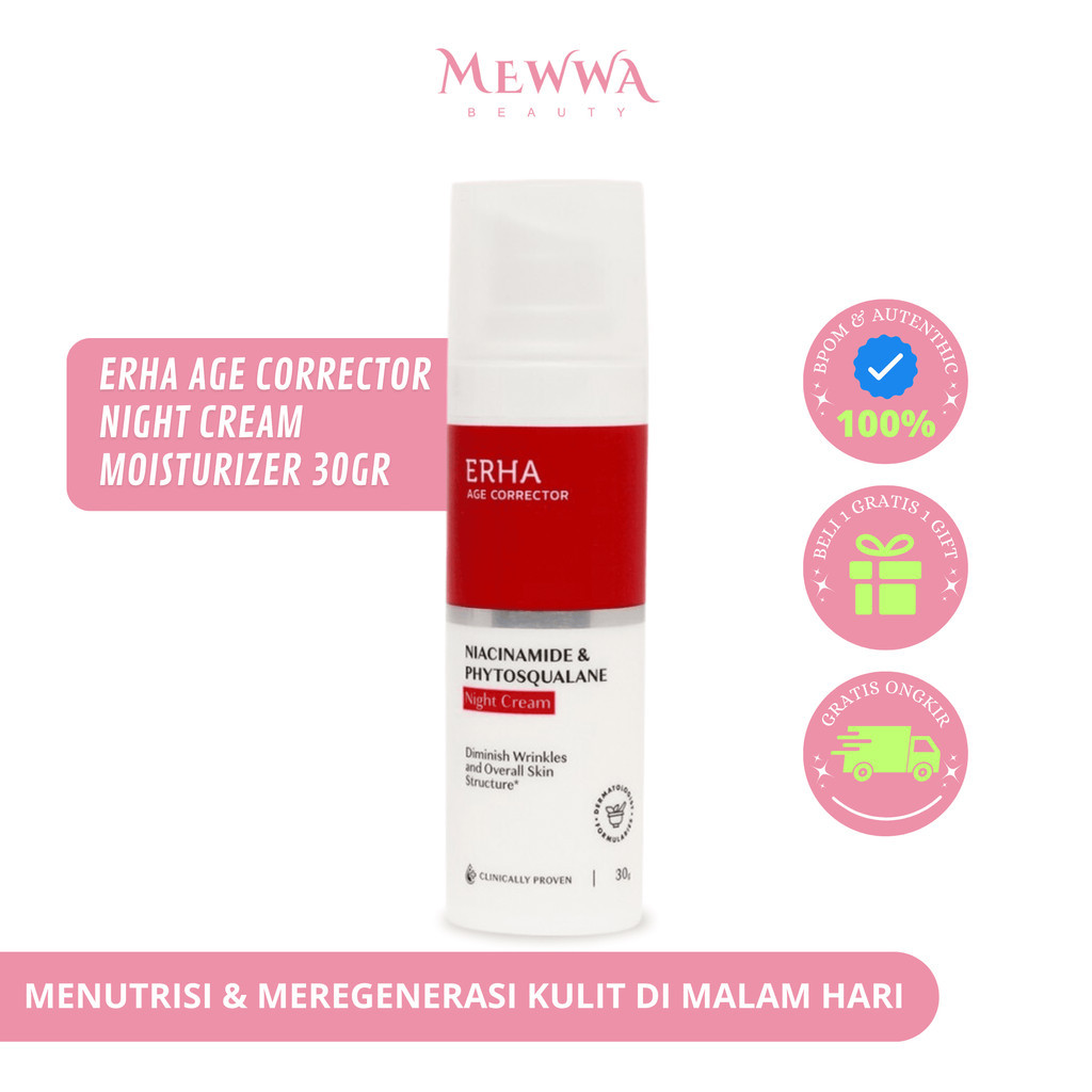 Mewwa Beauty - Erha Age Corrector Night Cream Niacinamide & Phytosqualane 30gr - Moisturizer Cream N