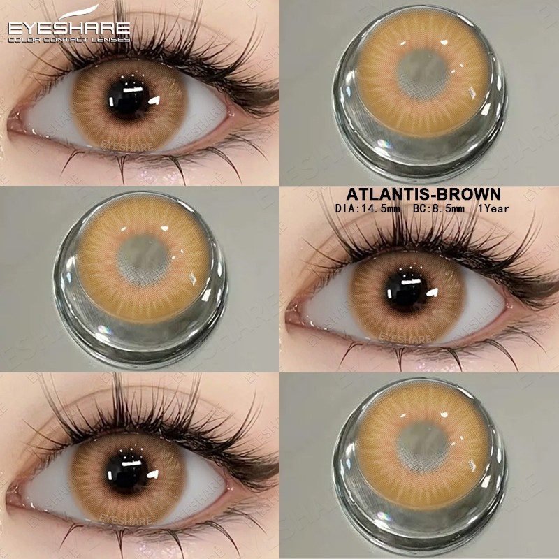 Eyeshare ATLANTIS Softlens Grey/Brown Softlens Minus 0.0 1Pasang Lensa Kontak Warna Diameter 14.5 mm