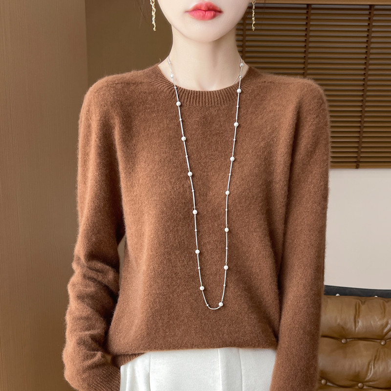 2024 Autumn Winter Cashmere sweater Women Solid O-Neck Cashmere Sweater Loose Cashmere Casual Sweate