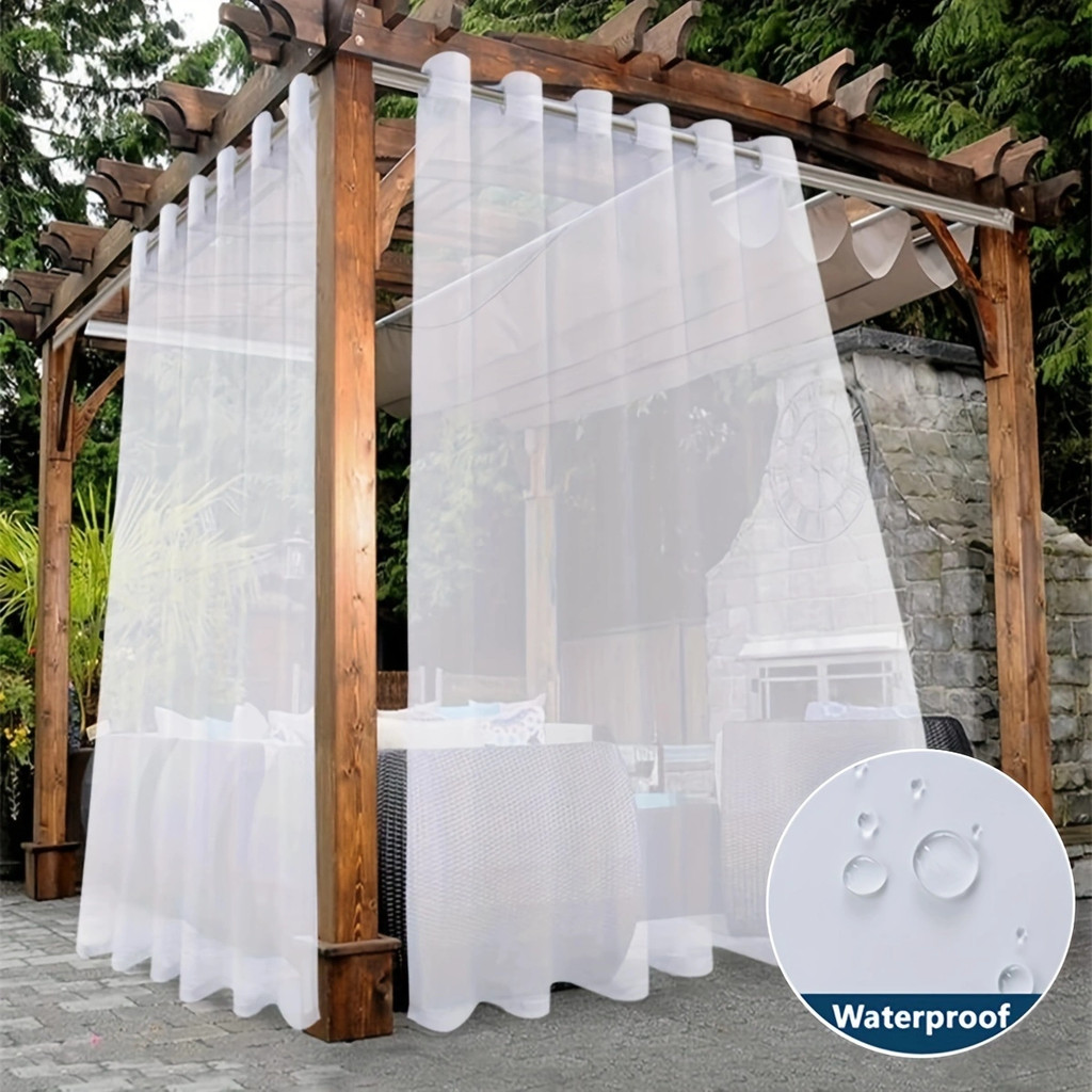 

2pcs Perforated solid color Terylene waterproof window screen, outdoor balcony and pavilion shading and rainproof curtains