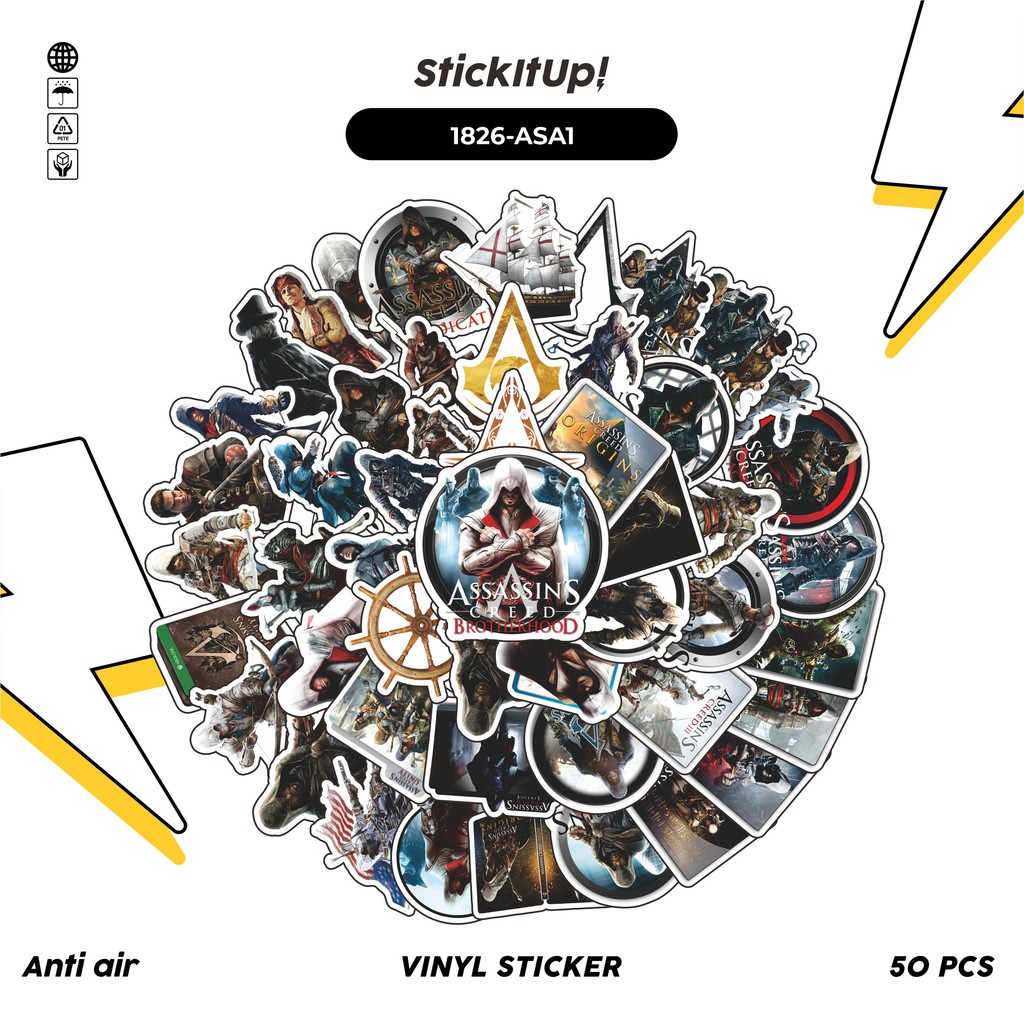 

COD✨ 50 Pcs Stiker Pack ASSASIN'S CR3ED UNIVERSE MIX 01 Lucu Aesthetic Vynil Waterproof untuk Freebies Sticker Buku Journal Casing HP Laptop