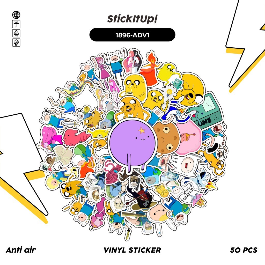 

COD✨ 50 Pcs Stiker ADV3NTURE TIME CHAR MIX 01 Lucu Anti Air Untuk Dekorasi Notebook Sepeda Skateboard Handphone DIY