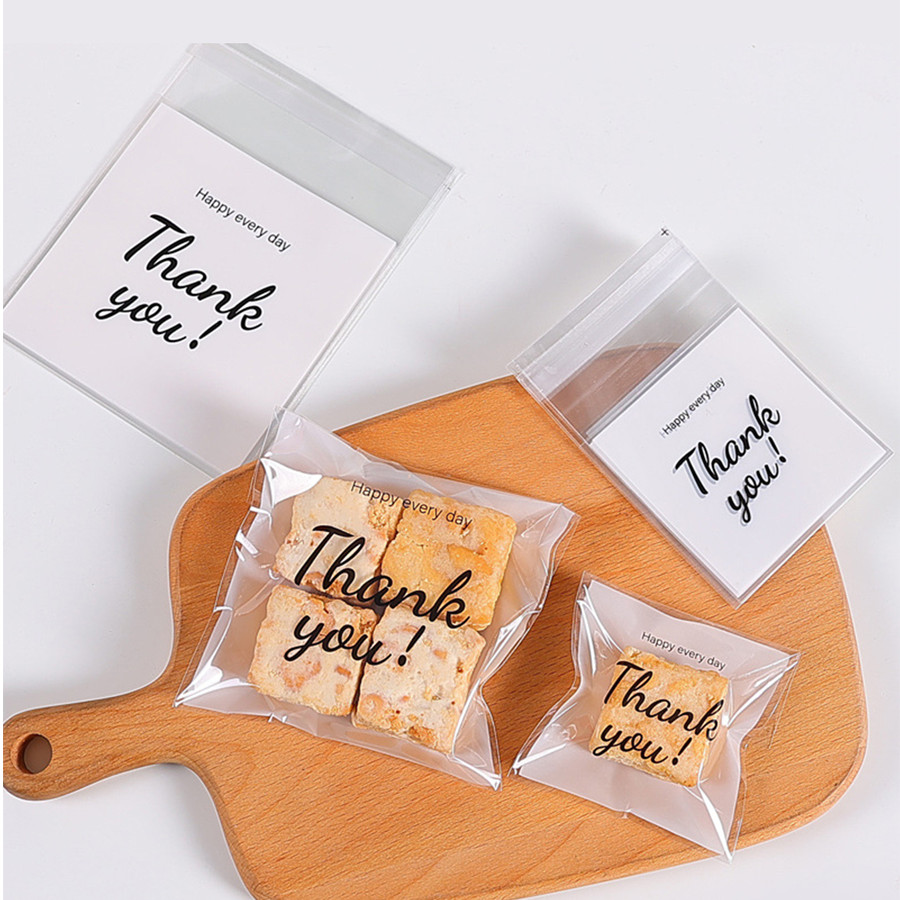 100pcs, Thank You Pattern Biscuit Bag, Pastry Bag Candy Bag