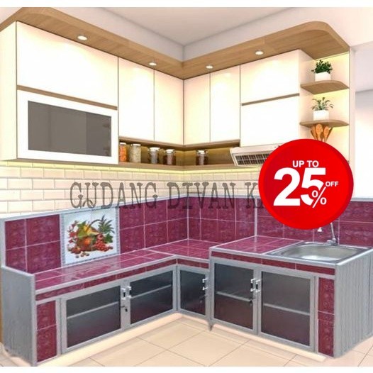 Kitchen Set Keramik Aluminium Rak KOmpor Wastafel Dan Rak Piring L